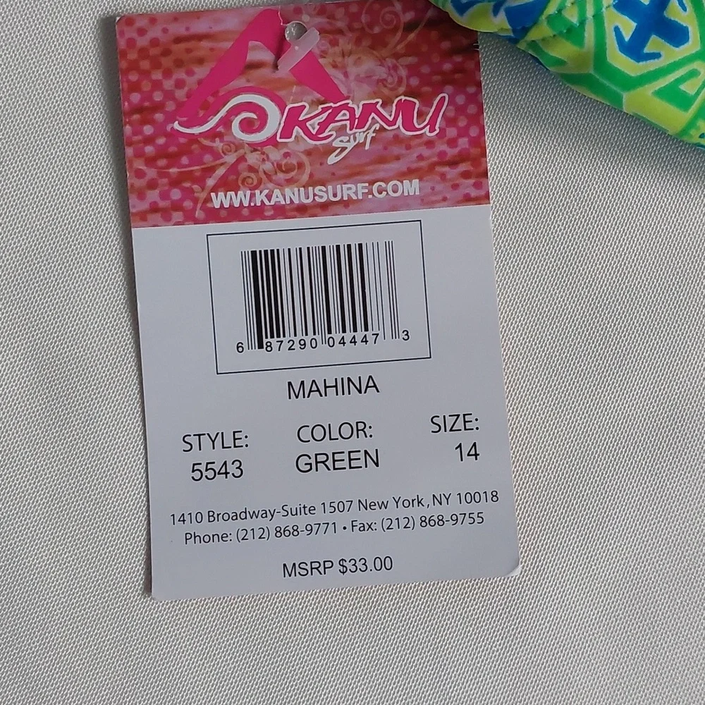 Kanu Surf  Girls Jasmine Halter One Piece Swimsuit Mahina Green Size‎ 14